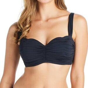 BLEU Rod Beattie Women's Kore Shirred Bandeau Bikini Top Black
